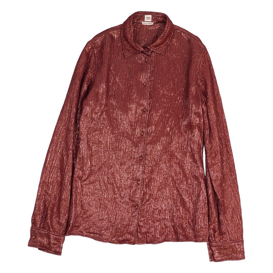 Hermes Shirt Blouse Long Sleeve Medor Button Top Silk Brown 38