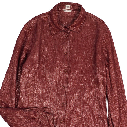 Hermes Shirt Blouse Long Sleeve Medor Button Top Silk Brown 38 — view 2