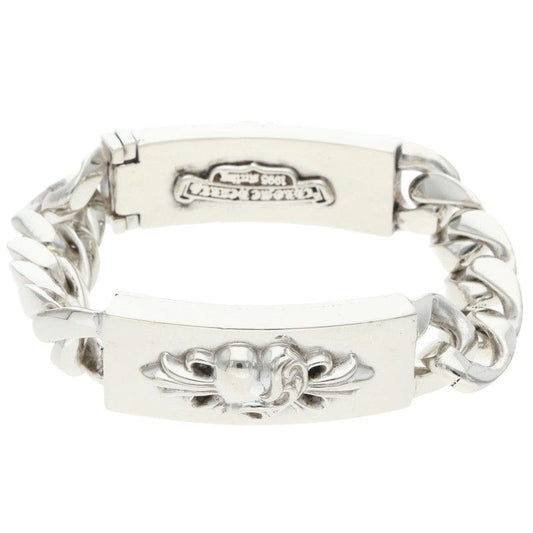 Chrome Hearts ID Double Floral Dggr ID Heart Dagger Silver Bracelet