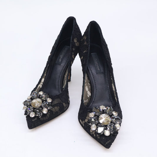 Dolce & Gabbana 231 Bijou Buckle Lace Heels Pumps
