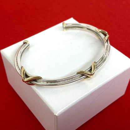 Gucci Vintage Bangle Silver 18K Yellow Gold Bracelet