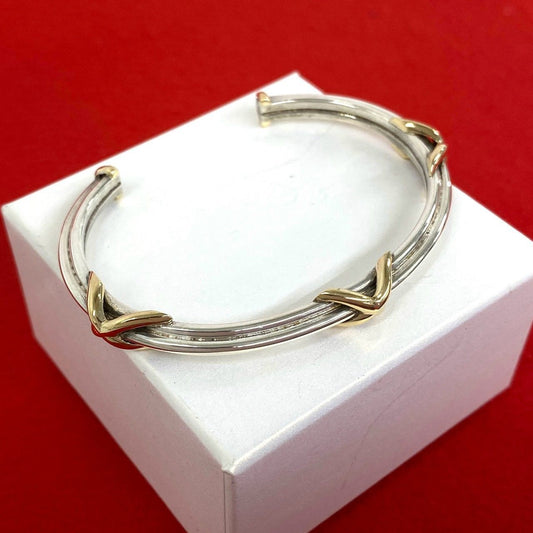 Gucci Vintage Bangle Silver 18K Yellow Gold Bracelet