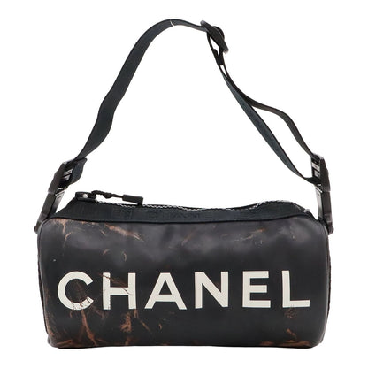 Chanel Sports Line Logo CC Mini Shoulder Bag Cylindrical Rubber Black