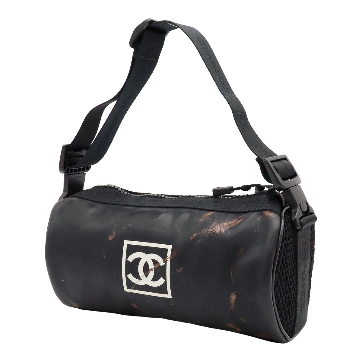Chanel Sports Line Logo CC Mini Shoulder Bag Cylindrical Rubber Black — view 2