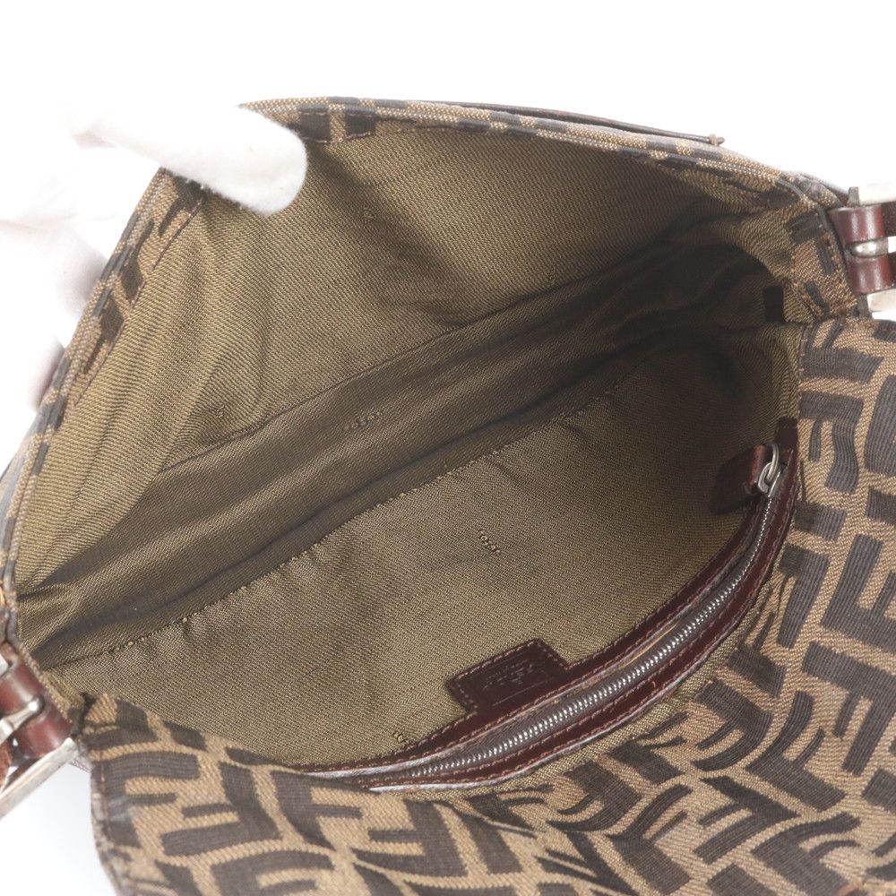 Fendi Zucca Mamma Bucket Leather Canvas Shoulder Bag — view 7