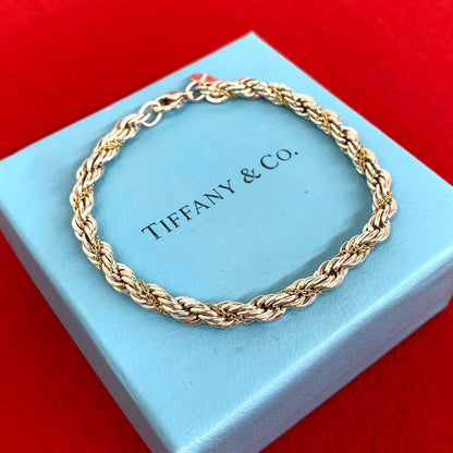 Tiffany & Co Vintage Twisted Rope Bracelet Silver 18K Yellow Gold