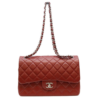Chanel Bordeaux Burgundy Caviar Maxi Quilted 30 Silver Double Flap Shoulder Bag