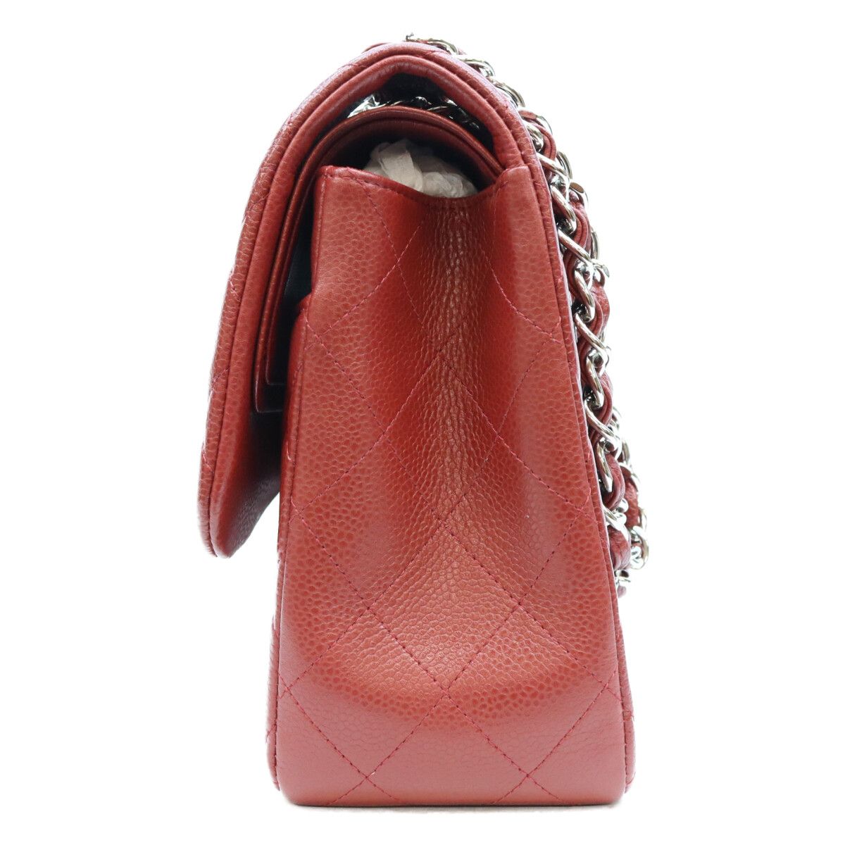 Chanel Bordeaux Burgundy Caviar Maxi Quilted 30 Silver Double Flap Shoulder Bag — view 2