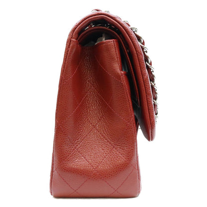 Chanel Bordeaux Burgundy Caviar Maxi Quilted 30 Silver Double Flap Shoulder Bag — view 4