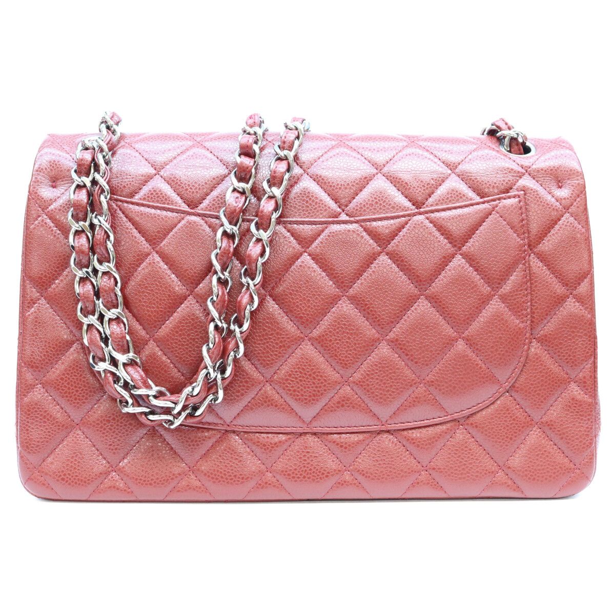 Chanel Bordeaux Burgundy Caviar Maxi Quilted 30 Silver Double Flap Shoulder Bag — view 3