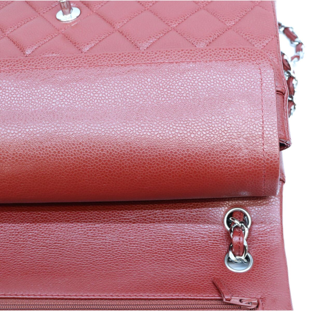 Chanel Bordeaux Burgundy Caviar Maxi Quilted 30 Silver Double Flap Shoulder Bag — view 8