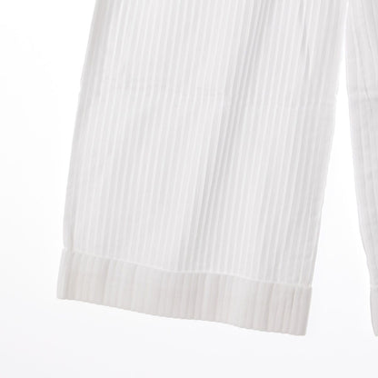 Chanel Cotton Coco Buttons Pleated Wide Pants White 38 — view 8
