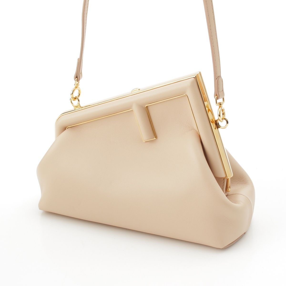 Fendi First Small Leather 2-Way Clutch Shoulder Bag Beige — view 2