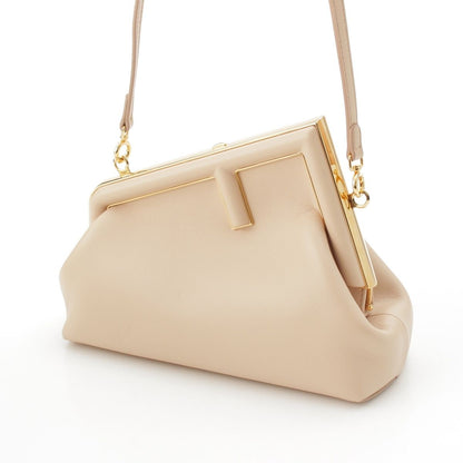 Fendi First Small Leather 2-Way Clutch Shoulder Bag Beige — view 2