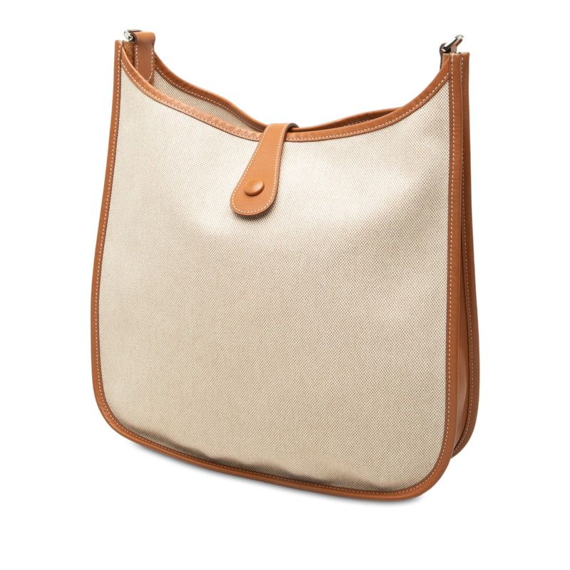 Hermes Evelyne GM Shoulder Bag Brown Beige Silver Toile — view 2