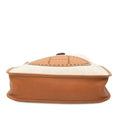 Hermes Evelyne GM Shoulder Bag Brown Beige Silver Toile — view 3
