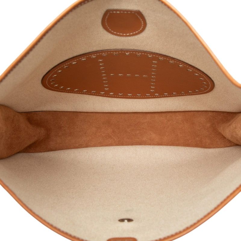 Hermes Evelyne GM Shoulder Bag Brown Beige Silver Toile — view 4