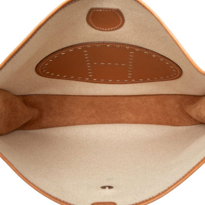 Hermes Evelyne GM Shoulder Bag Brown Beige Silver Toile — view 4