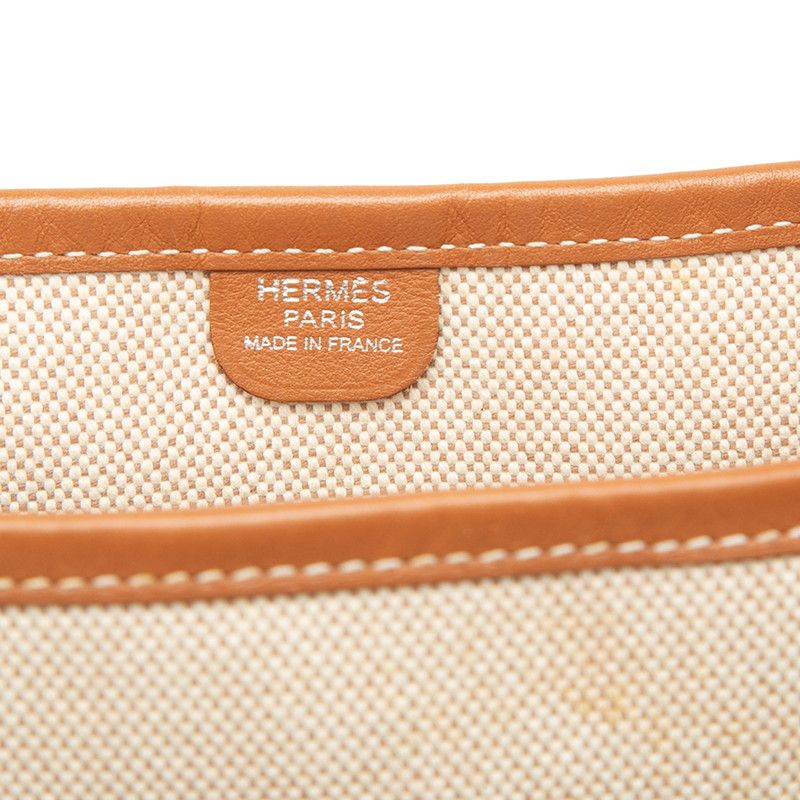 Hermes Evelyne GM Shoulder Bag Brown Beige Silver Toile — view 5