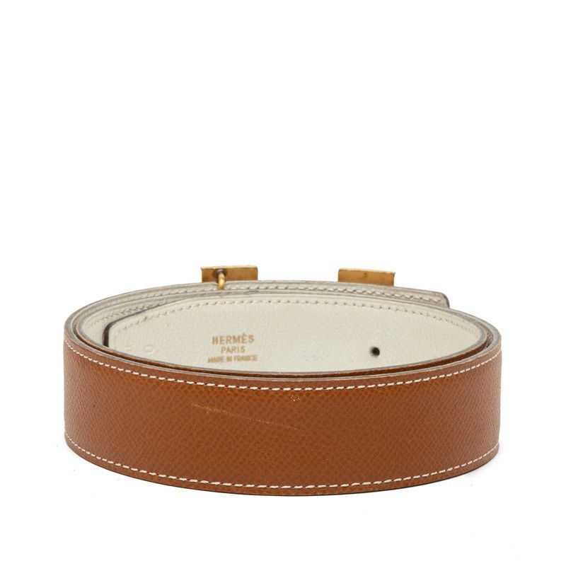Hermes Constance H Belt Reversible 70 Brown White Gold Leather — view 3