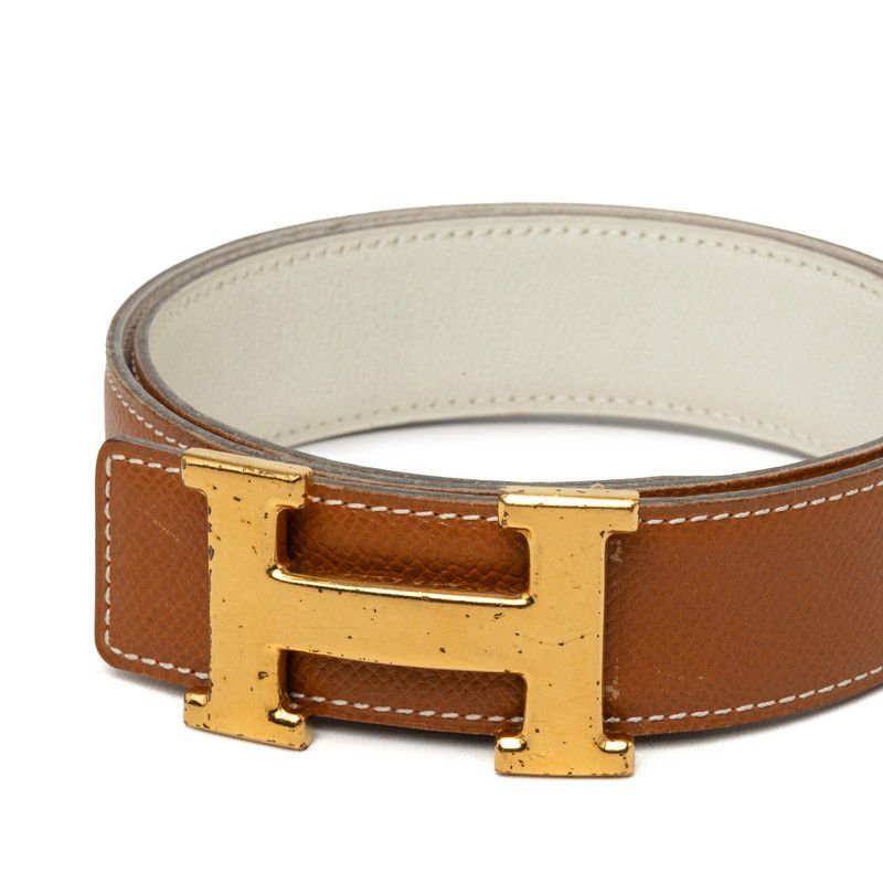 Hermes Constance H Belt Reversible 70 Brown White Gold Leather — view 4