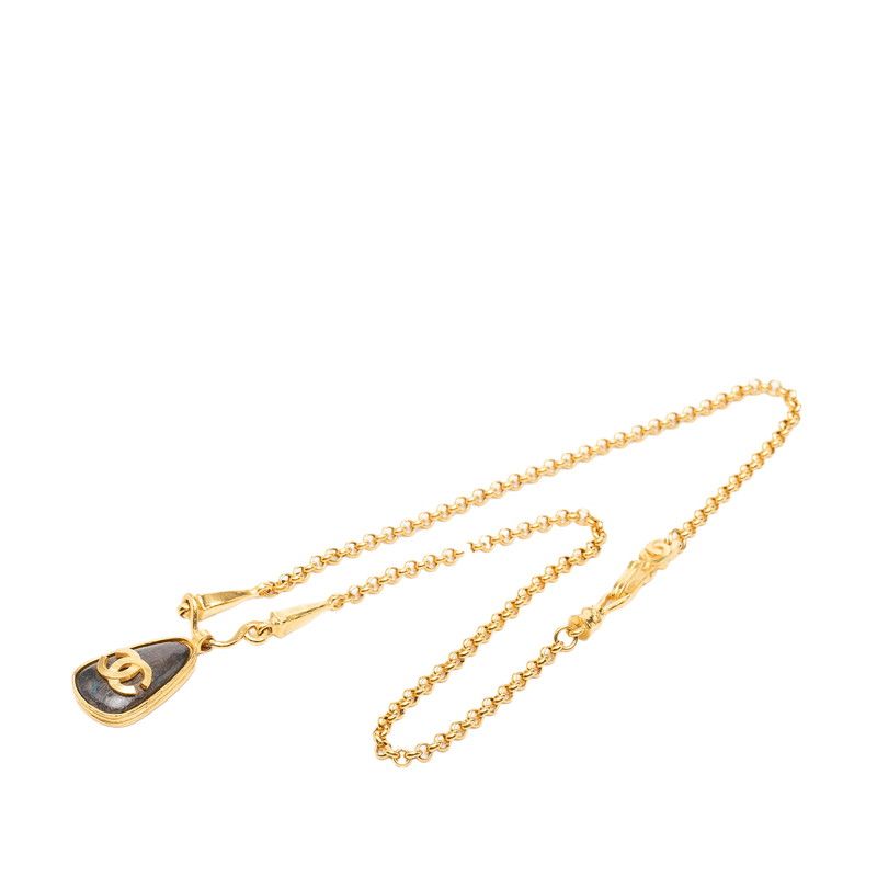 Chanel CC Logo Vintage Teardrop Pendant 97A Stamp Gold Plated — view 5