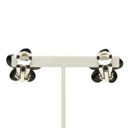 Chanel CC Logo Camellia Earrings 03P Black Silver — view 3