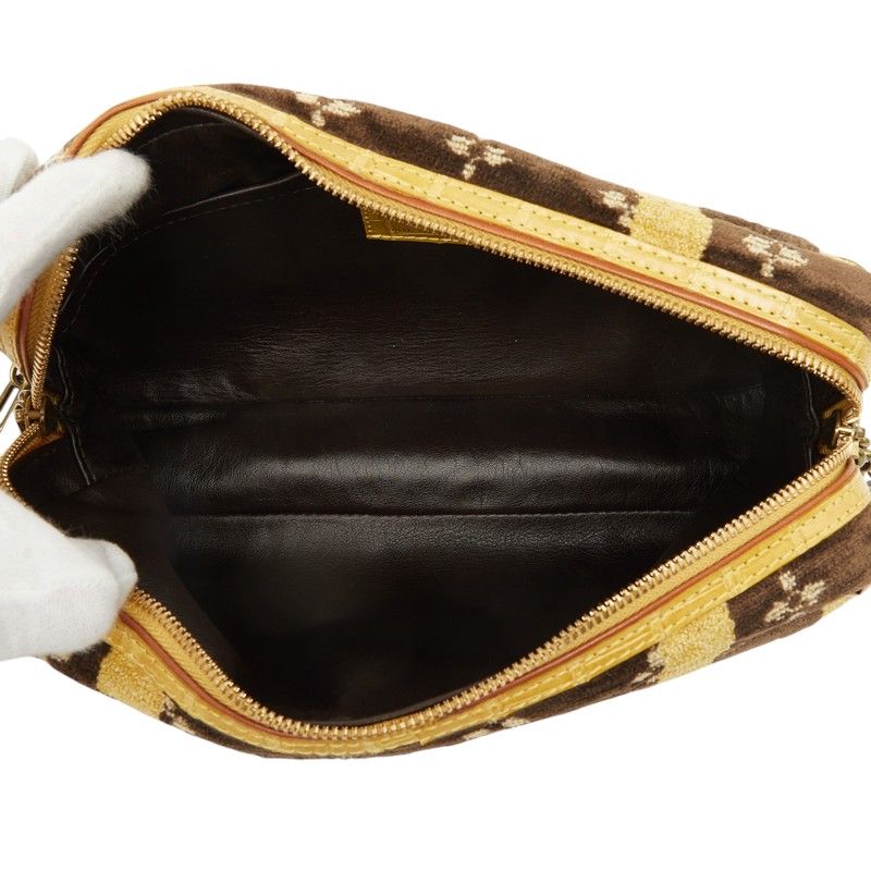 Louis Vuitton Monogram Trompeouille Pochette Accessoires Handbag Brown Velvet — view 8