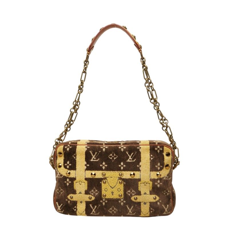 Louis Vuitton Monogram Trompeouille Pochette Accessoires Handbag Brown Velvet