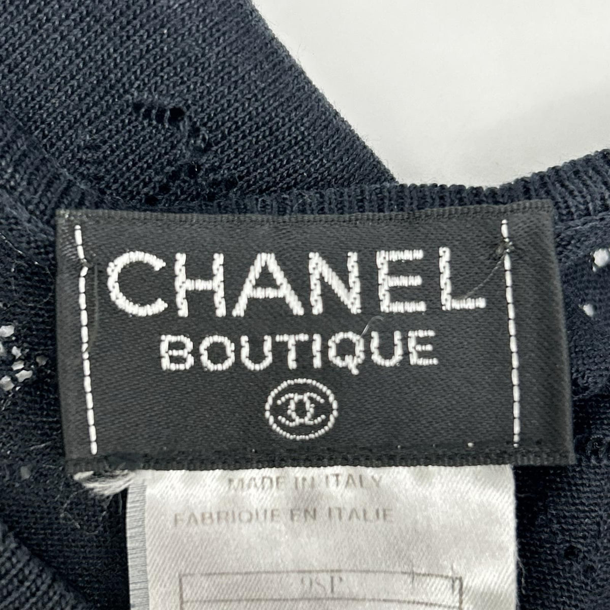 Chanel 98P Black Openwork CC Logo Silk Knit Top T-Shirt Sweater 38 — view 3