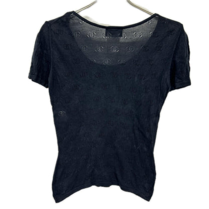 Chanel 98P Black Openwork CC Logo Silk Knit Top T-Shirt Sweater 38 — view 2