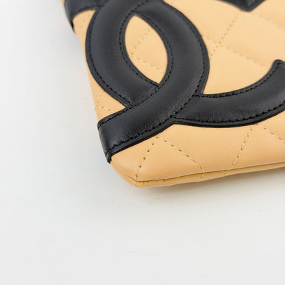 Chanel Cambon Line CC Logo Chain Strap Pouch Leather Beige Black Silver Seal — view 8
