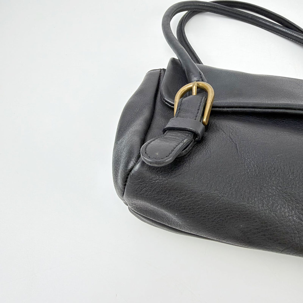 Miu Miu Flap Double Buckle Shoulder Bag Leather Black Gold Vintage — view 6