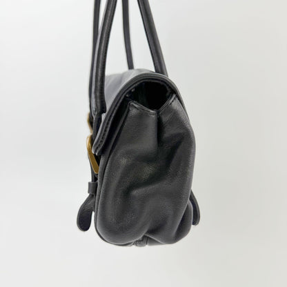 Miu Miu Flap Double Buckle Shoulder Bag Leather Black Gold Vintage — view 3