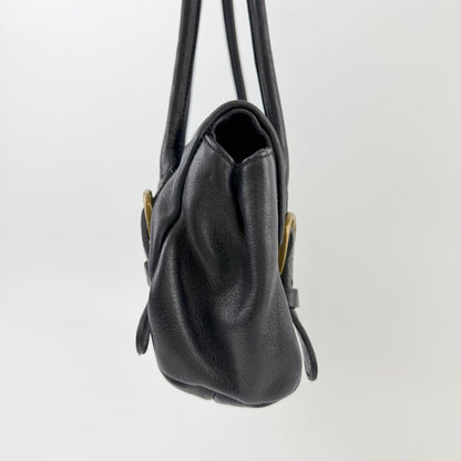 Miu Miu Flap Double Buckle Shoulder Bag Leather Black Gold Vintage — view 4