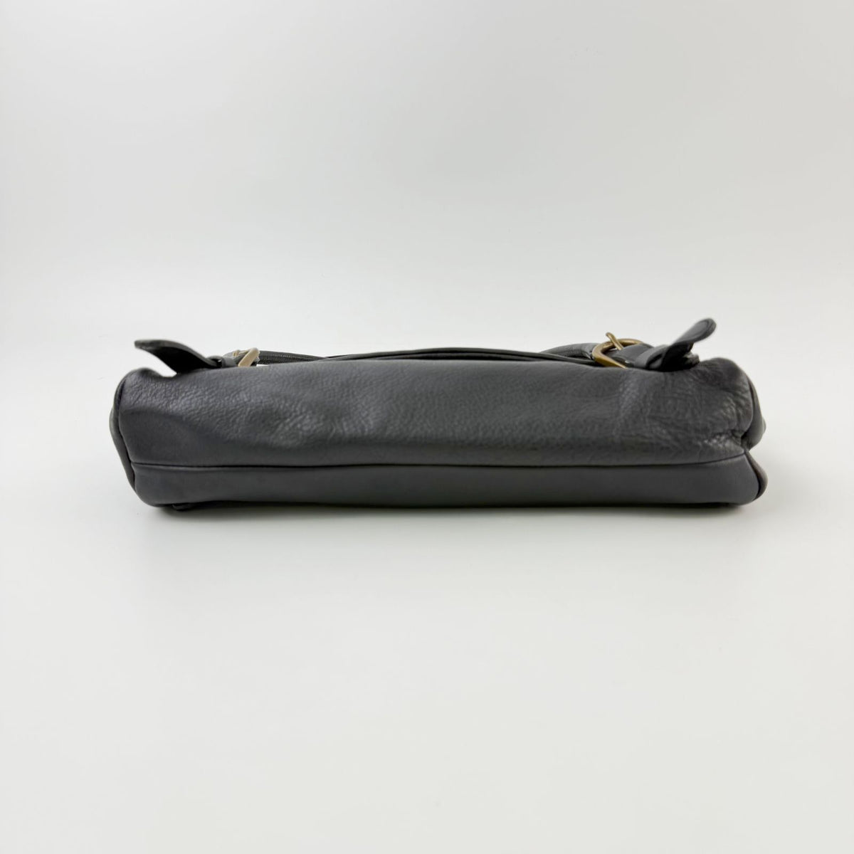 Miu Miu Flap Double Buckle Shoulder Bag Leather Black Gold Vintage — view 5