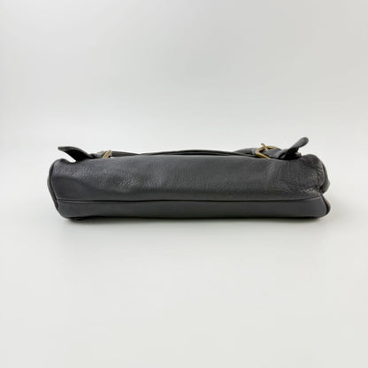 Miu Miu Flap Double Buckle Shoulder Bag Leather Black Gold Vintage — view 5