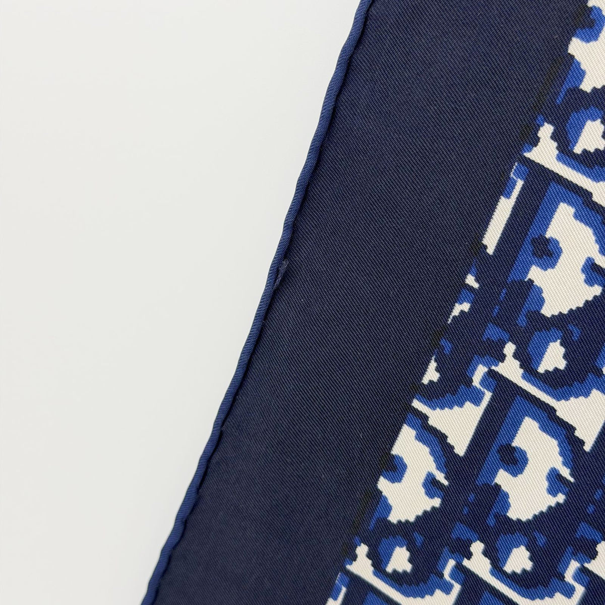 Dior Trotter Oblique All Over Print Scarf Silk 100% Navy White Vintage — view 8