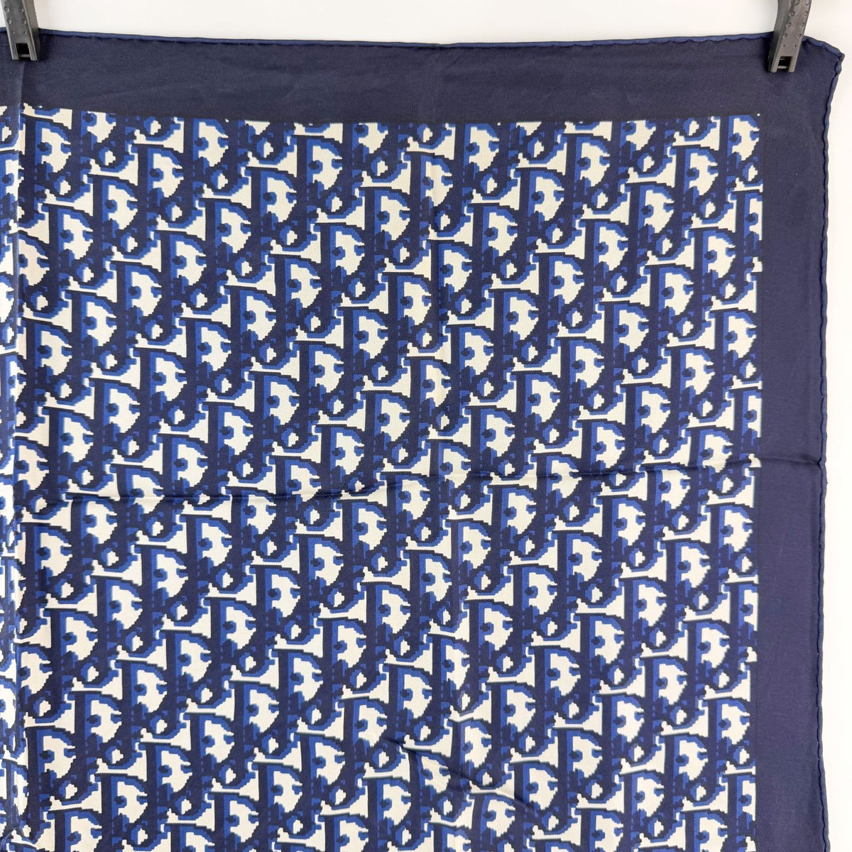 Dior Trotter Oblique All Over Print Scarf Silk 100% Navy White Vintage — view 4
