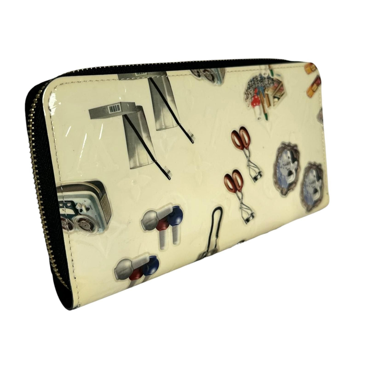 Louis Vuitton Nicolas Ghesquiere Line Zippy Patent Leather Black White Wallet — view 4