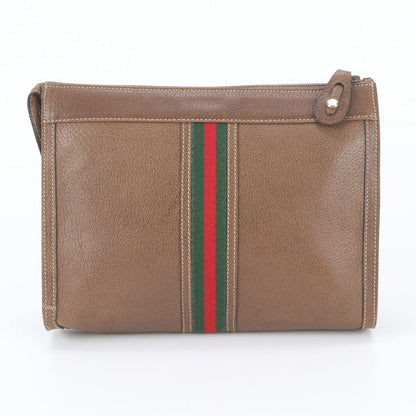 Gucci Sherry Line Leather Clutch Pouch Business Brown — view 2