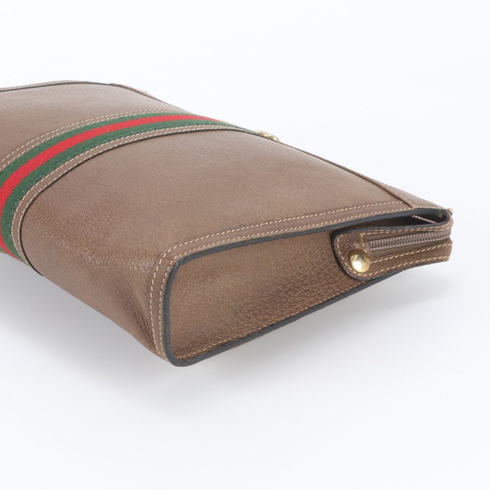 Gucci Sherry Line Leather Clutch Pouch Business Brown — view 3