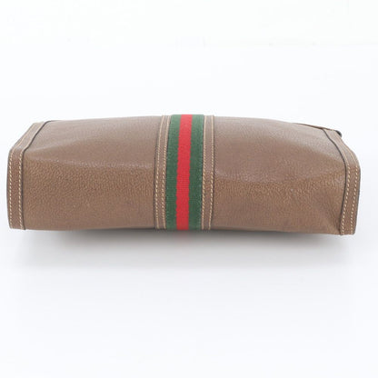 Gucci Sherry Line Leather Clutch Pouch Business Brown — view 5
