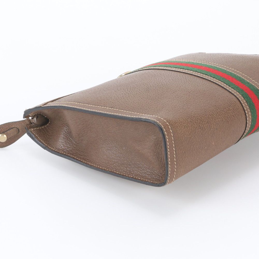 Gucci Sherry Line Leather Clutch Pouch Business Brown — view 4