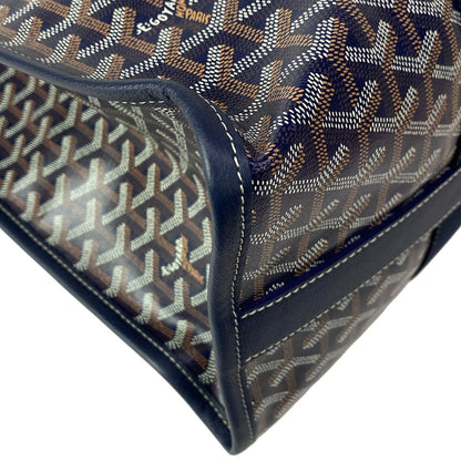 Goyard Tote Bag Villette MM Navy Light Blue Black Name Leather — view 7