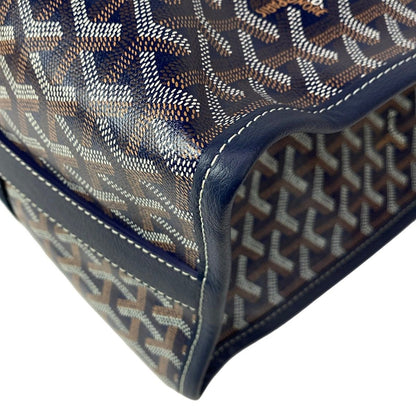 Goyard Tote Bag Villette MM Navy Light Blue Black Name Leather — view 8
