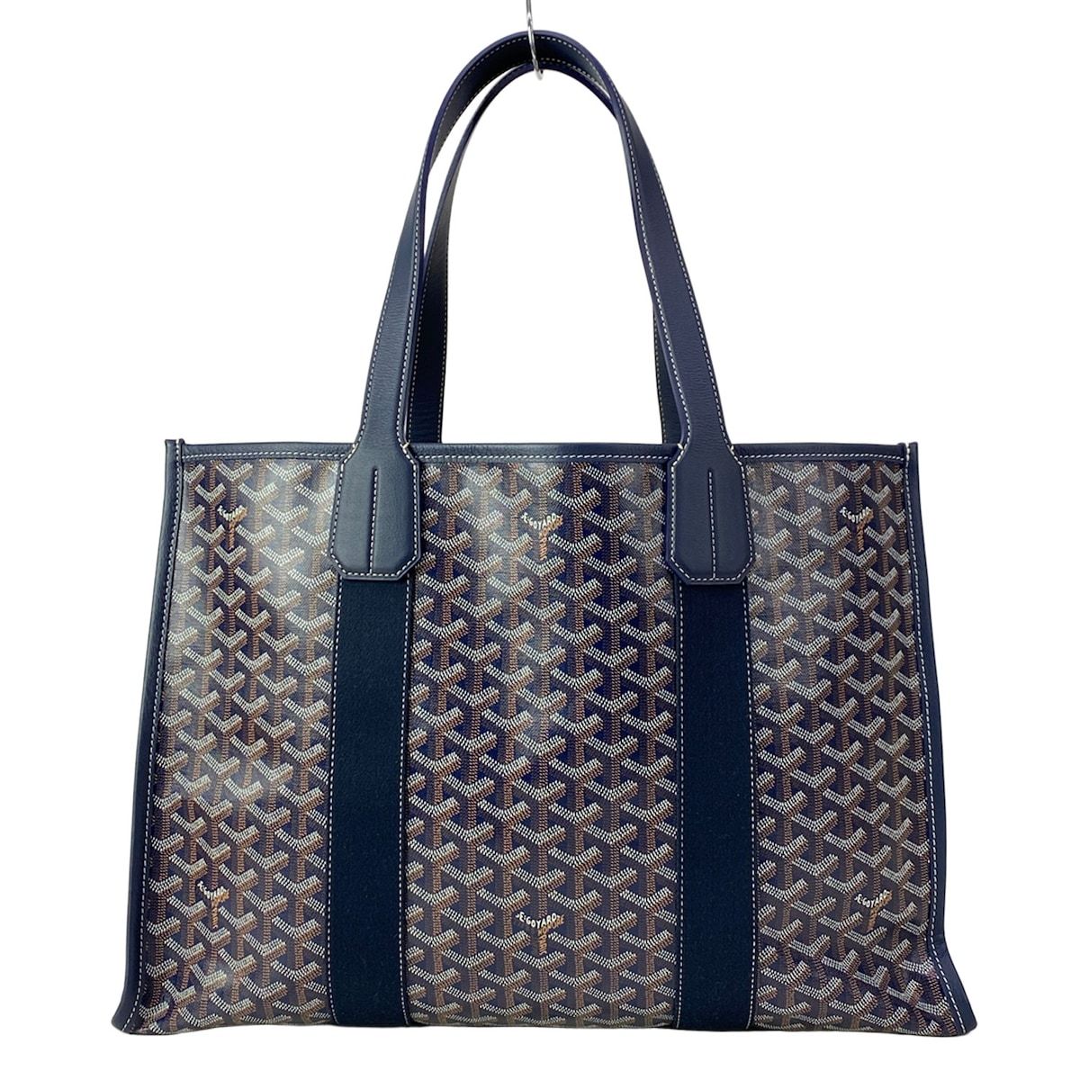 Goyard Tote Bag Villette MM Navy Light Blue Black Name Leather — view 3