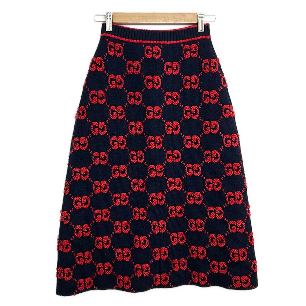 Gucci Skirt Dark Navy Red Elastic Waist XS