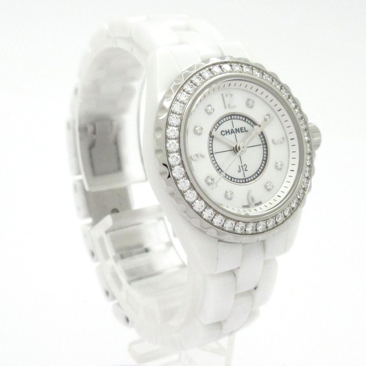 Chanel Watch 29 White Ceramic Shell Dial Diamond Bezel Index — view 3