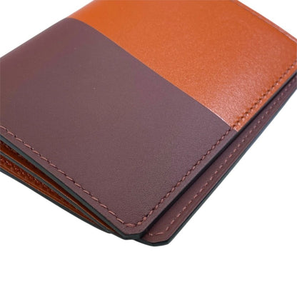 Hermes Bifold Wallet Manhattan Coin Card Holder Compact Leather Orange Bordeaux — view 4